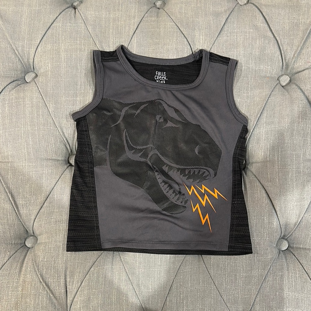 Falls Creek Gray and Black Dinosaur Tank Top